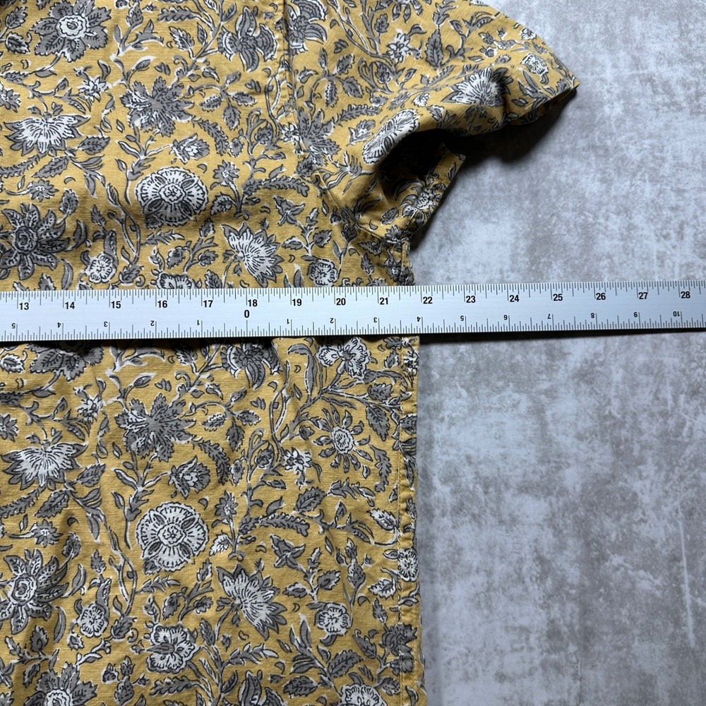 Abercrombie & Fitch Button Down Mens L Yellow Floral Linen Blend Short Sleeve - Picture 5 of 6